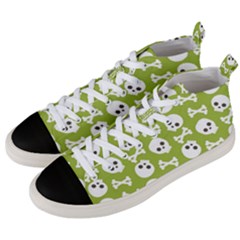 Skull Bone Mask Face White Green Men s Mid-top Canvas Sneakers