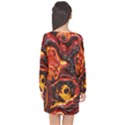 Lava Active Volcano Nature Long Sleeve Chiffon Shift Dress  View2