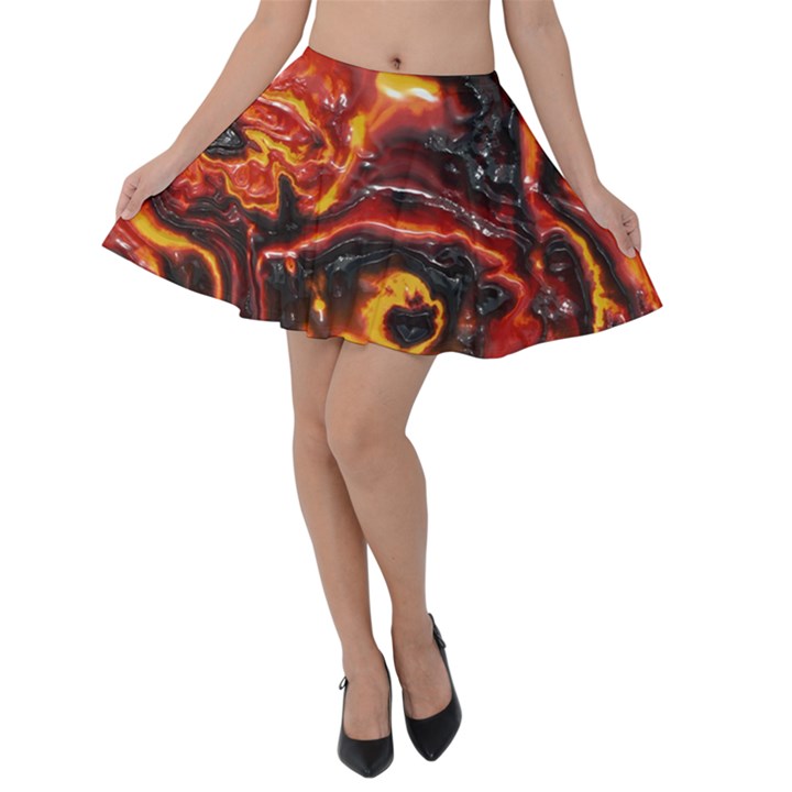 Lava Active Volcano Nature Velvet Skater Skirt