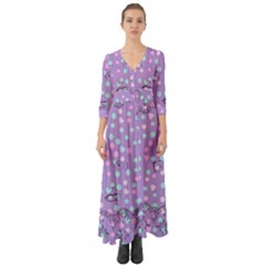 Little Face Button Up Boho Maxi Dress