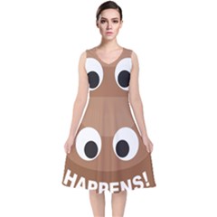 Poo Happens V-neck Midi Sleeveless Dress  by Vitalitee