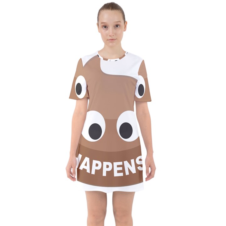 Poo Happens Sixties Short Sleeve Mini Dress