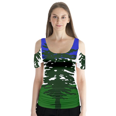 Flag Of Cascadia Butterfly Sleeve Cutout Tee  by abbeyz71