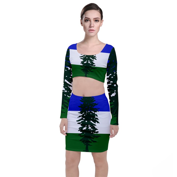 Flag of Cascadia Long Sleeve Crop Top & Bodycon Skirt Set