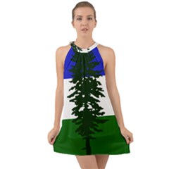 Flag Of Cascadia Halter Tie Back Chiffon Dress by abbeyz71