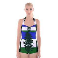 Flag Of Cascadia Boyleg Halter Swimsuit  by abbeyz71