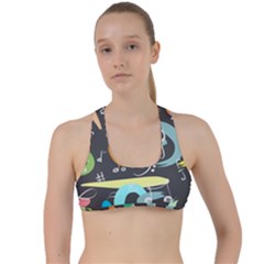 Repetition Seamless Child Sketch Criss Cross Racerback Sports Bra by Nexatart