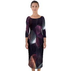 Crystals Background Design Luxury Quarter Sleeve Midi Bodycon Dress by Nexatart