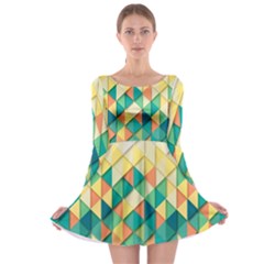 Background Geometric Triangle Long Sleeve Skater Dress by Nexatart