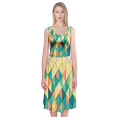 Background Geometric Triangle Midi Sleeveless Dress