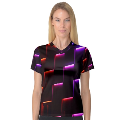 Mode Background Abstract Texture V-neck Sport Mesh Tee by Nexatart