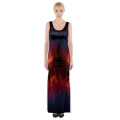 Astronomy Space Galaxy Fog Maxi Thigh Split Dress by Nexatart