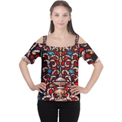 Decoration Art Pattern Ornate Cutout Shoulder Tee