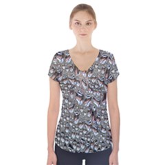 Droplets Pane Drops Of Water Short Sleeve Front Detail Top by Nexatart