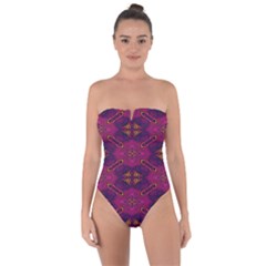 Pattern Decoration Art Abstract Tie Back One Piece Swimsuit