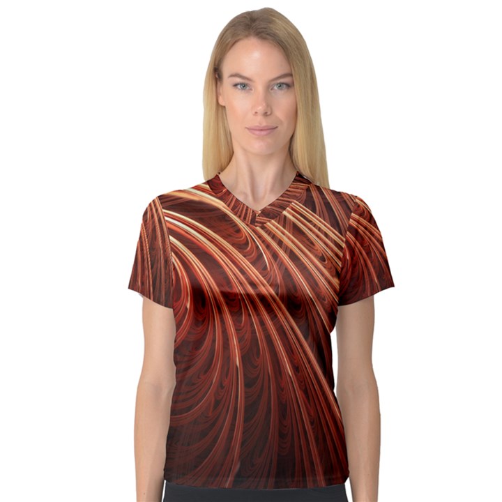 Abstract Fractal Digital Art V-Neck Sport Mesh Tee