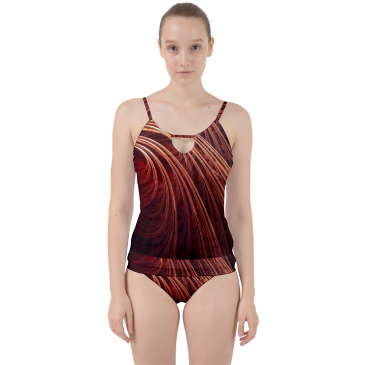 Abstract Fractal Digital Art Cut Out Top Tankini Set