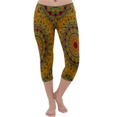 India Mystic Background Ornamental Capri Yoga Leggings by Nexatart