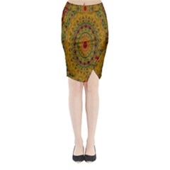India Mystic Background Ornamental Midi Wrap Pencil Skirt by Nexatart