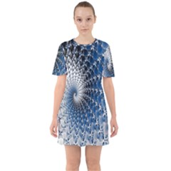 Mandelbrot Fractal Abstract Ice Sixties Short Sleeve Mini Dress by Nexatart