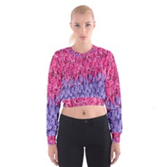 Wool Knitting Stitches Thread Yarn Cropped Sweatshirt by Nexatart