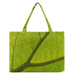 Green Leaf Plant Nature Structure Zipper Medium Tote Bag by Nexatart