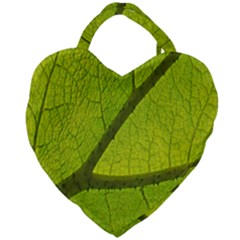 Green Leaf Plant Nature Structure Giant Heart Shaped Tote