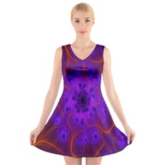 Fractal Mandelbrot Julia Lot V-neck Sleeveless Skater Dress by Nexatart