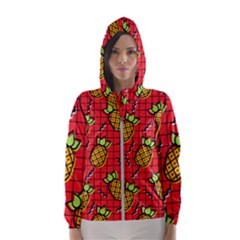 Fruit Pineapple Red Yellow Green Hooded Wind Breaker (women) by Alisyart