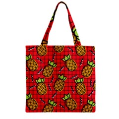 Fruit Pineapple Red Yellow Green Zipper Grocery Tote Bag by Alisyart