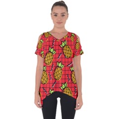 Fruit Pineapple Red Yellow Green Cut Out Side Drop Tee