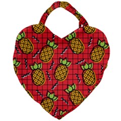 Fruit Pineapple Red Yellow Green Giant Heart Shaped Tote by Alisyart