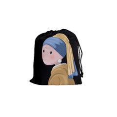 Girl With A Pearl Earring Drawstring Pouches (small)  by Valentinaart