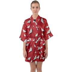 Paper Cranes Pattern Quarter Sleeve Kimono Robe by Valentinaart