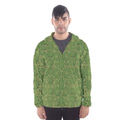 Stars In The Wooden Forest Night In Green Hooded Wind Breaker (men) by pepitasart