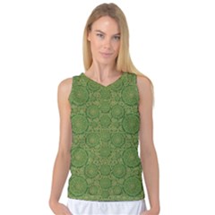 Stars In The Wooden Forest Night In Green Women s Basketball Tank Top by pepitasart