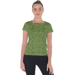 Stars In The Wooden Forest Night In Green Short Sleeve Sports Top  by pepitasart