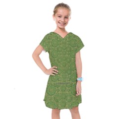 Stars In The Wooden Forest Night In Green Kids  Drop Waist Dress by pepitasart