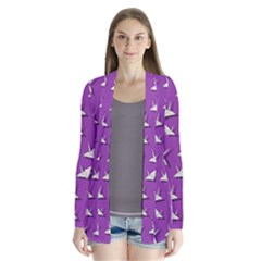 Paper Cranes Pattern Drape Collar Cardigan by Valentinaart