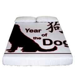 Year Of The Dog - Chinese New Year Fitted Sheet (queen Size) by Valentinaart