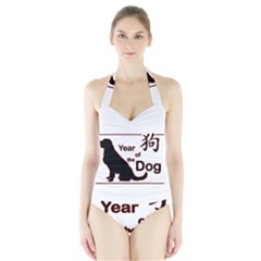 Year Of The Dog - Chinese New Year Halter Swimsuit by Valentinaart