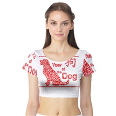 Year Of The Dog - Chinese New Year Short Sleeve Crop Top by Valentinaart