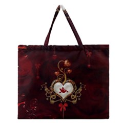 Wonderful Hearts With Dove Zipper Large Tote Bag by FantasyWorld7