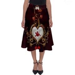 Wonderful Hearts With Dove Perfect Length Midi Skirt by FantasyWorld7