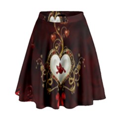 Wonderful Hearts With Dove High Waist Skirt by FantasyWorld7