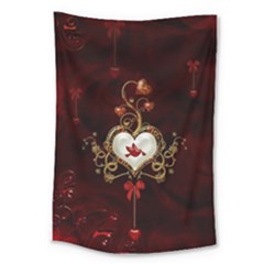 Wonderful Hearts With Dove Large Tapestry by FantasyWorld7