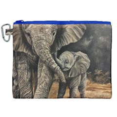 Elephant Mother And Baby Canvas Cosmetic Bag (xxl)