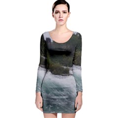 Sightseeing At Niagara Falls Long Sleeve Bodycon Dress