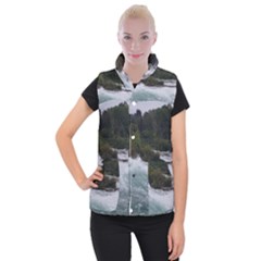 Sightseeing At Niagara Falls Women s Button Up Puffer Vest by canvasngiftshop