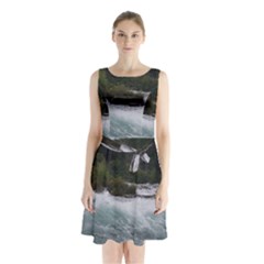 Sightseeing At Niagara Falls Sleeveless Waist Tie Chiffon Dress by canvasngiftshop